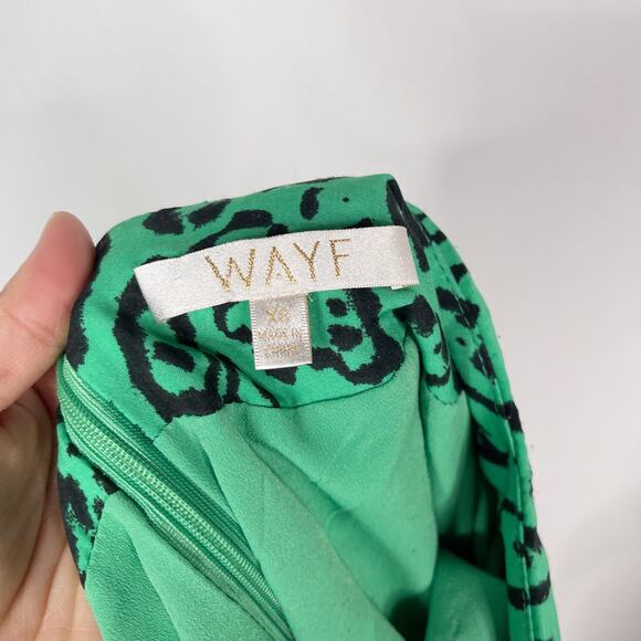 WAYF XSmall Green Black Altamont Leopard Print Midi Skirt High Side Slit Animal - Picture 8 of 12